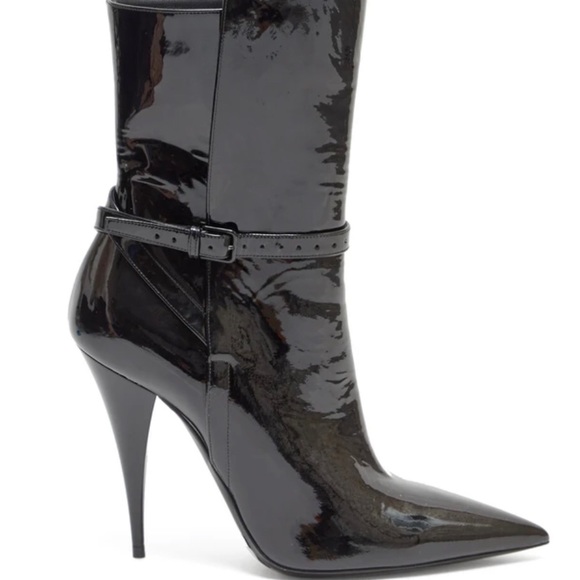 NIB Saint Laurent Kiki patent booties heels boots - Picture 3 of 9